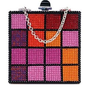 Colorful Crystal Embellished Chain Bag